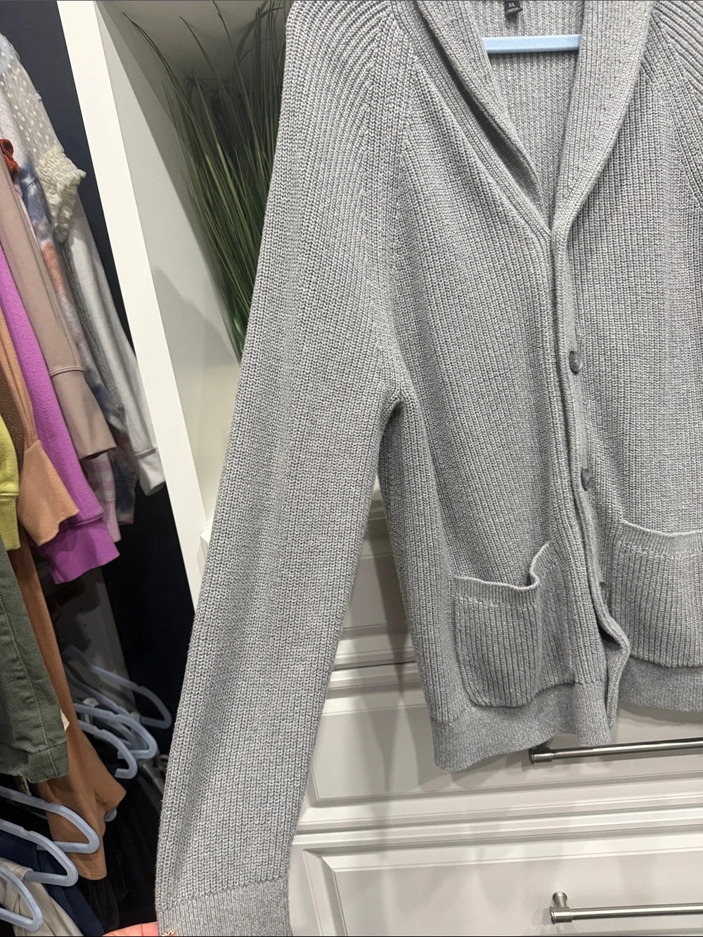 Banana Republic Light Gray Shawl-Collar Button Cardigan SZ. XL